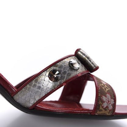 Louis Vuitton Satin Monogram Bow Mules 37 Marron 10 of 16