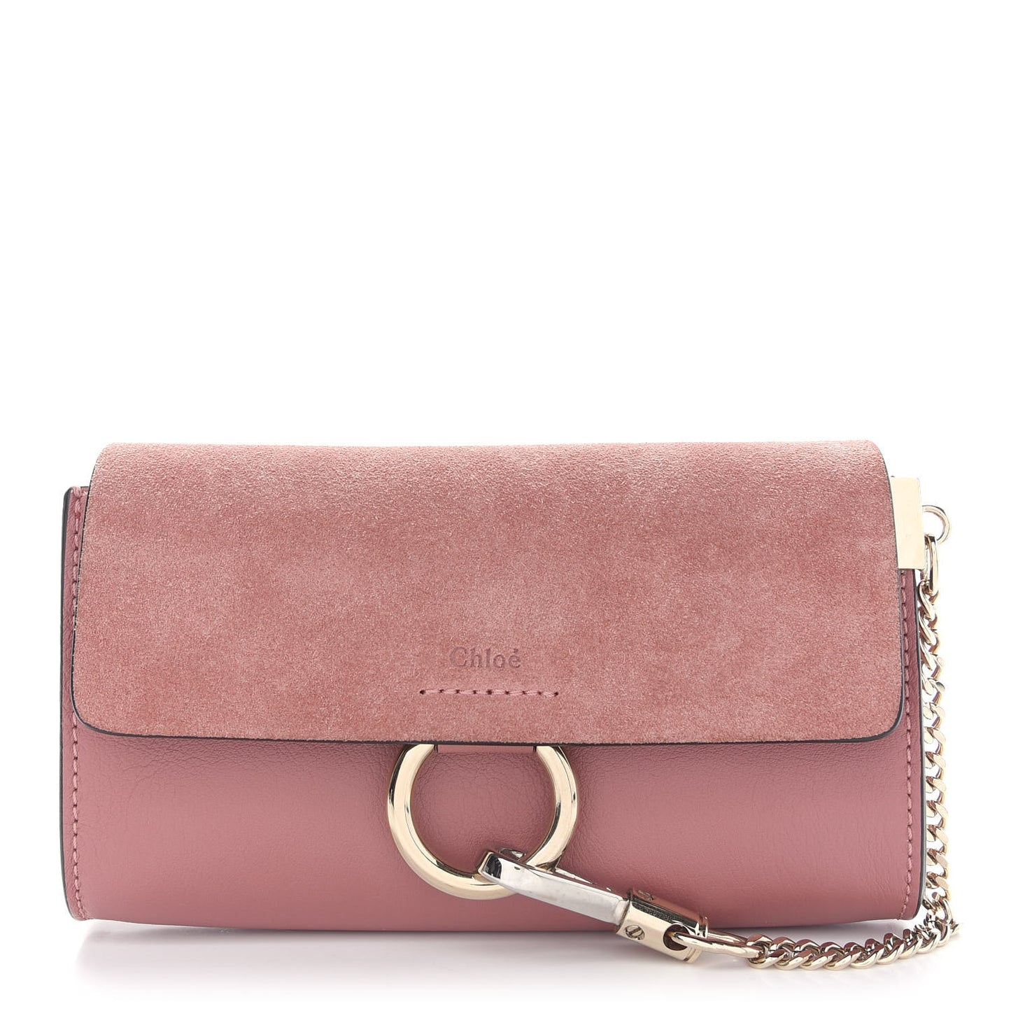 Suede Calfskin Mini Faye Shoulder Bag Washed Pink