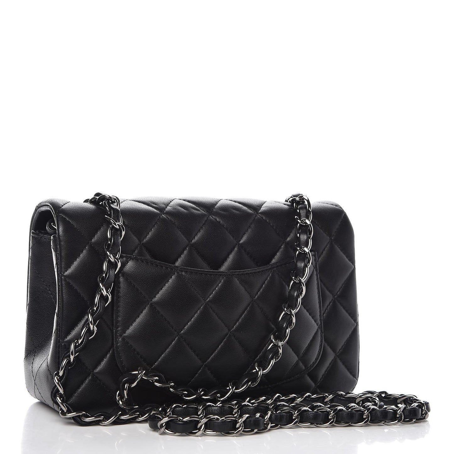 Lambskin Quilted Mini Rectangular Flap Black