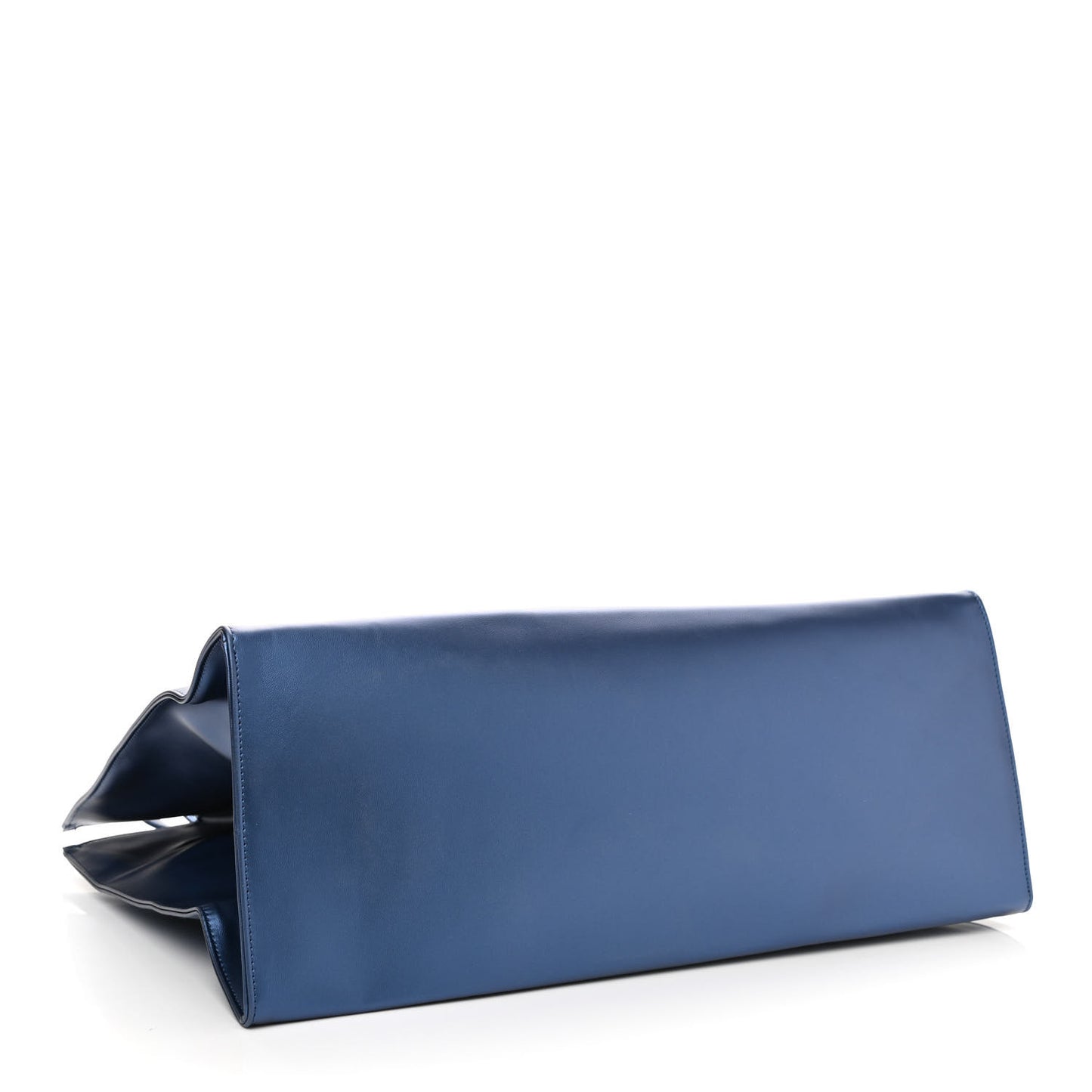 Metallic Vegan Leather Large Shopping Bag Cobalt