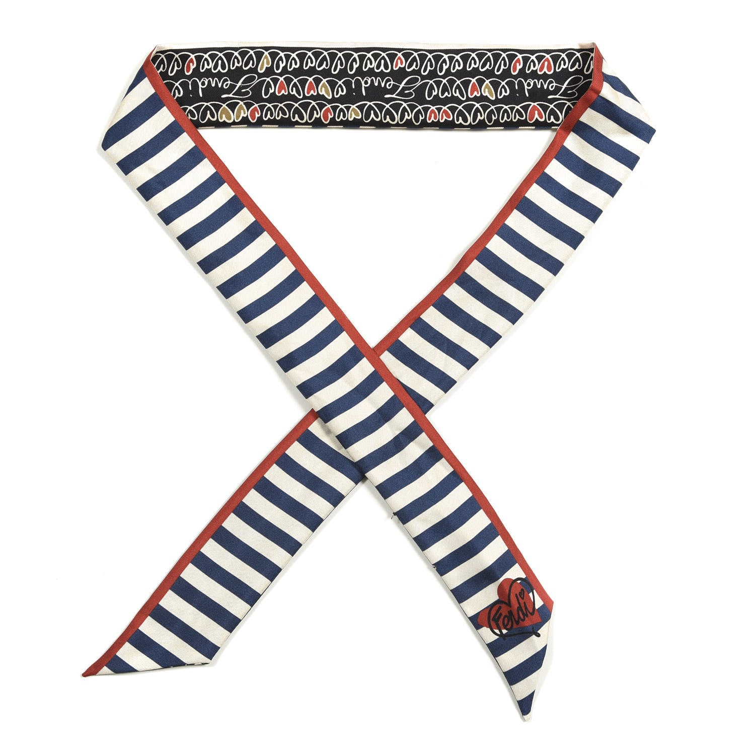 Fendi Silk Heart Scribble Bandeau White Blue 1 of 2