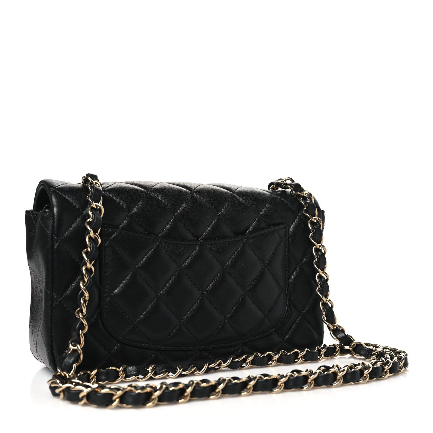 Lambskin Quilted Mini Rectangular Flap Black