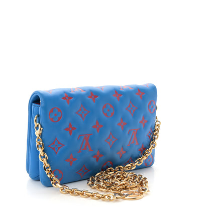 Louis Vuitton Lambskin Embossed Monogram Vuittamins Pochette Coussin Blue Red 3 of 10