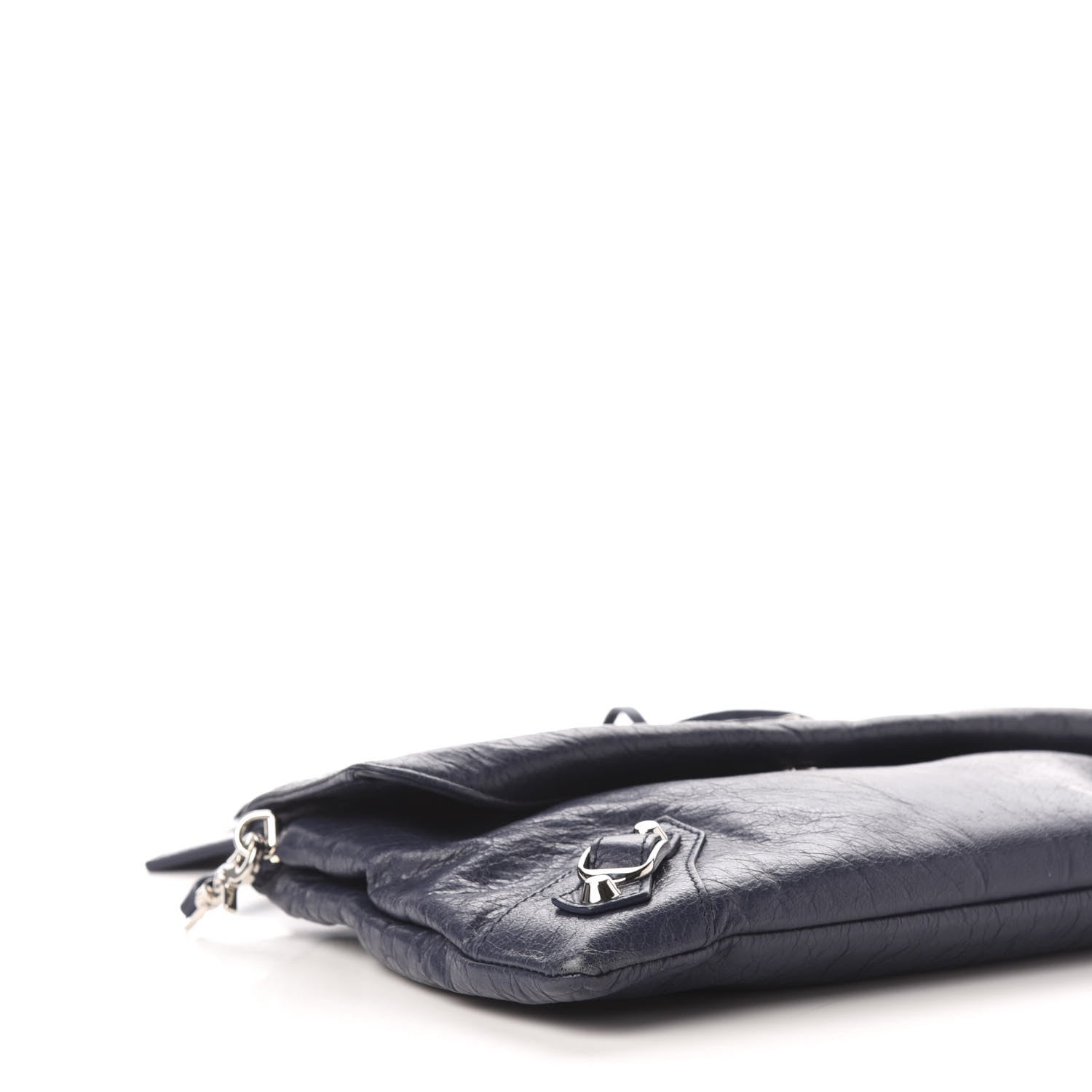 Balenciaga Agneau Classic Silver Hardware Envelope Strap Clutch Bleu Obscur 9 of 12
