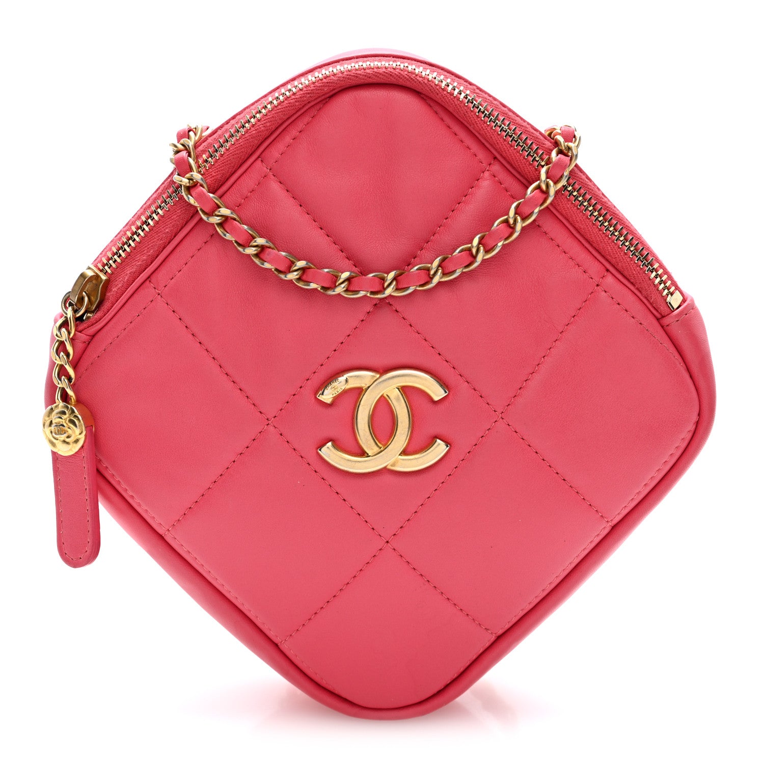 Chanel Lambskin Quilted Diamond Clutch With Chain Pink 1 of 9