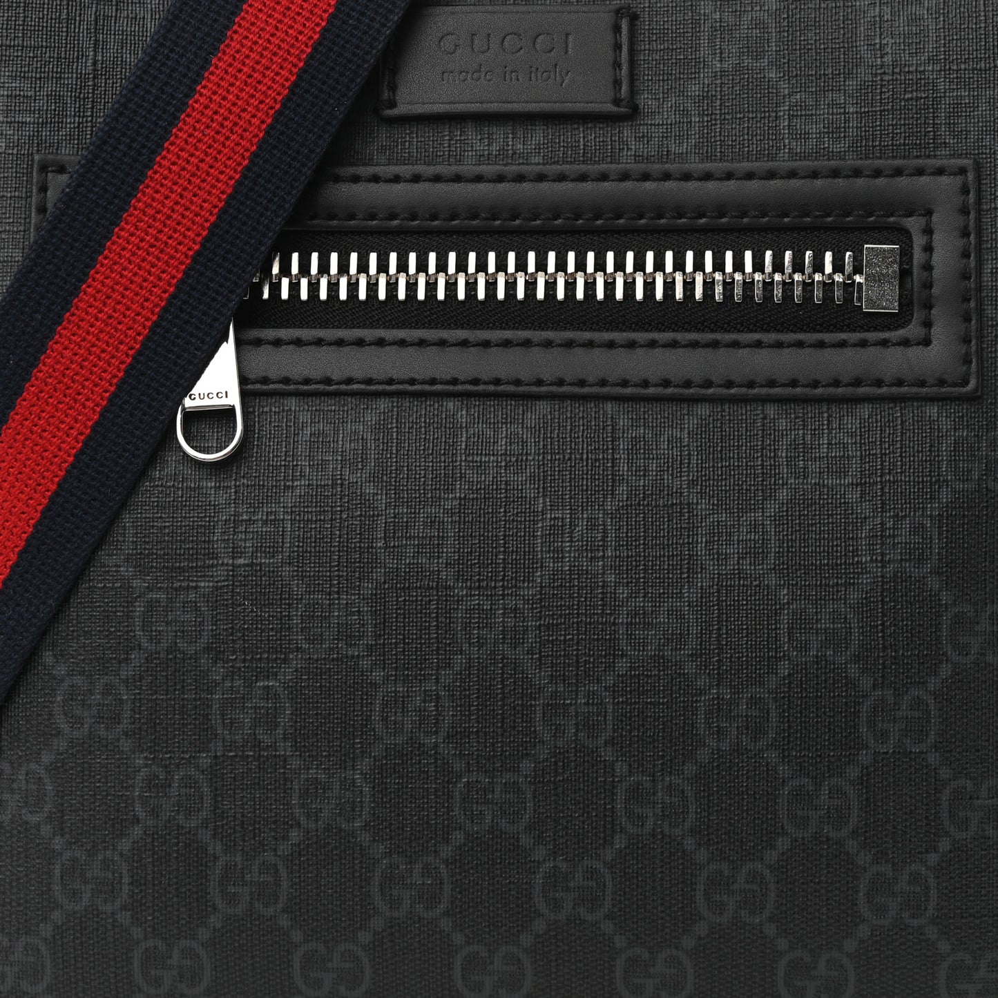 GG Supreme Monogram Web Small Flat Messenger Bag Black Grey