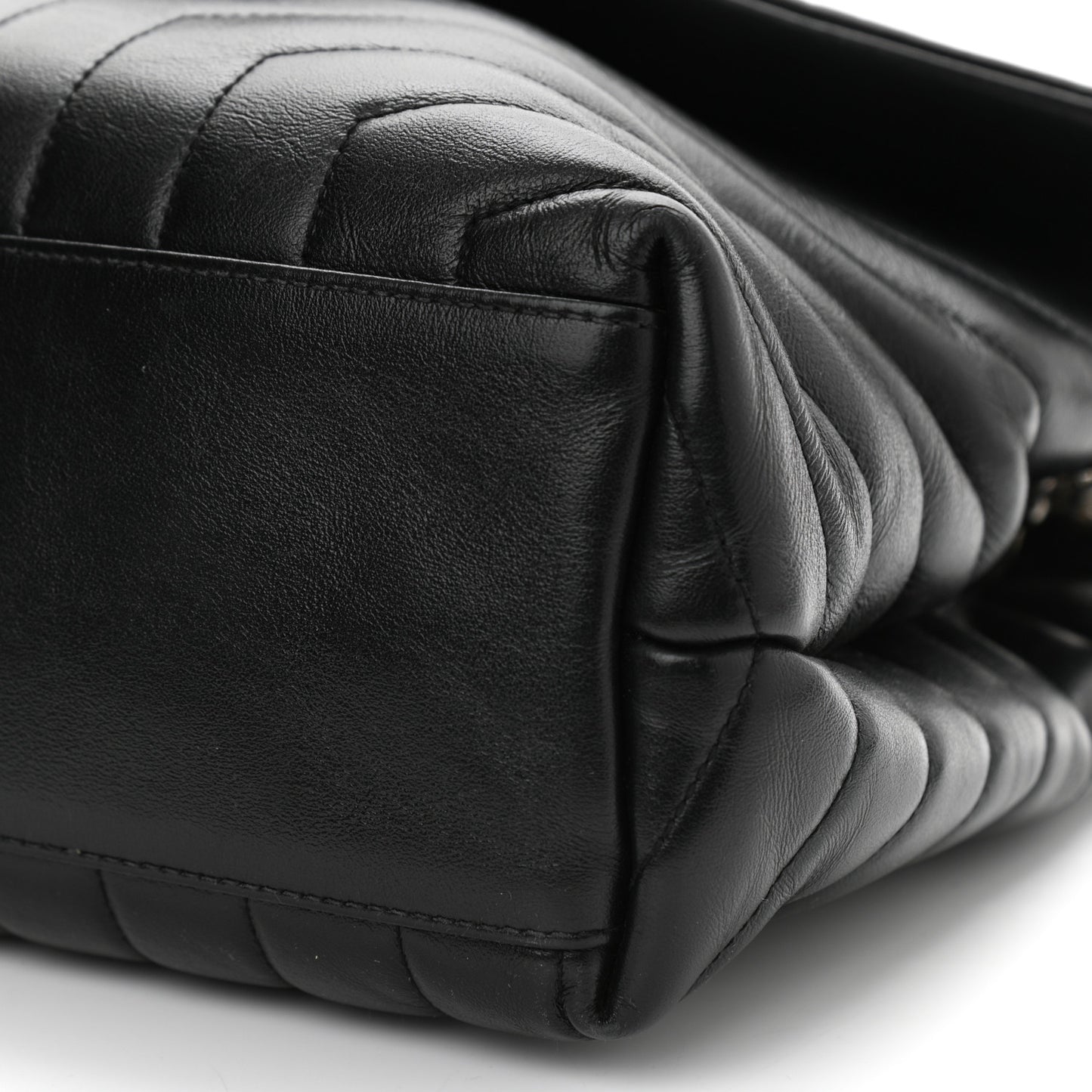 Calfskin Y Quilted Monogram Medium Loulou Chain Satchel Black