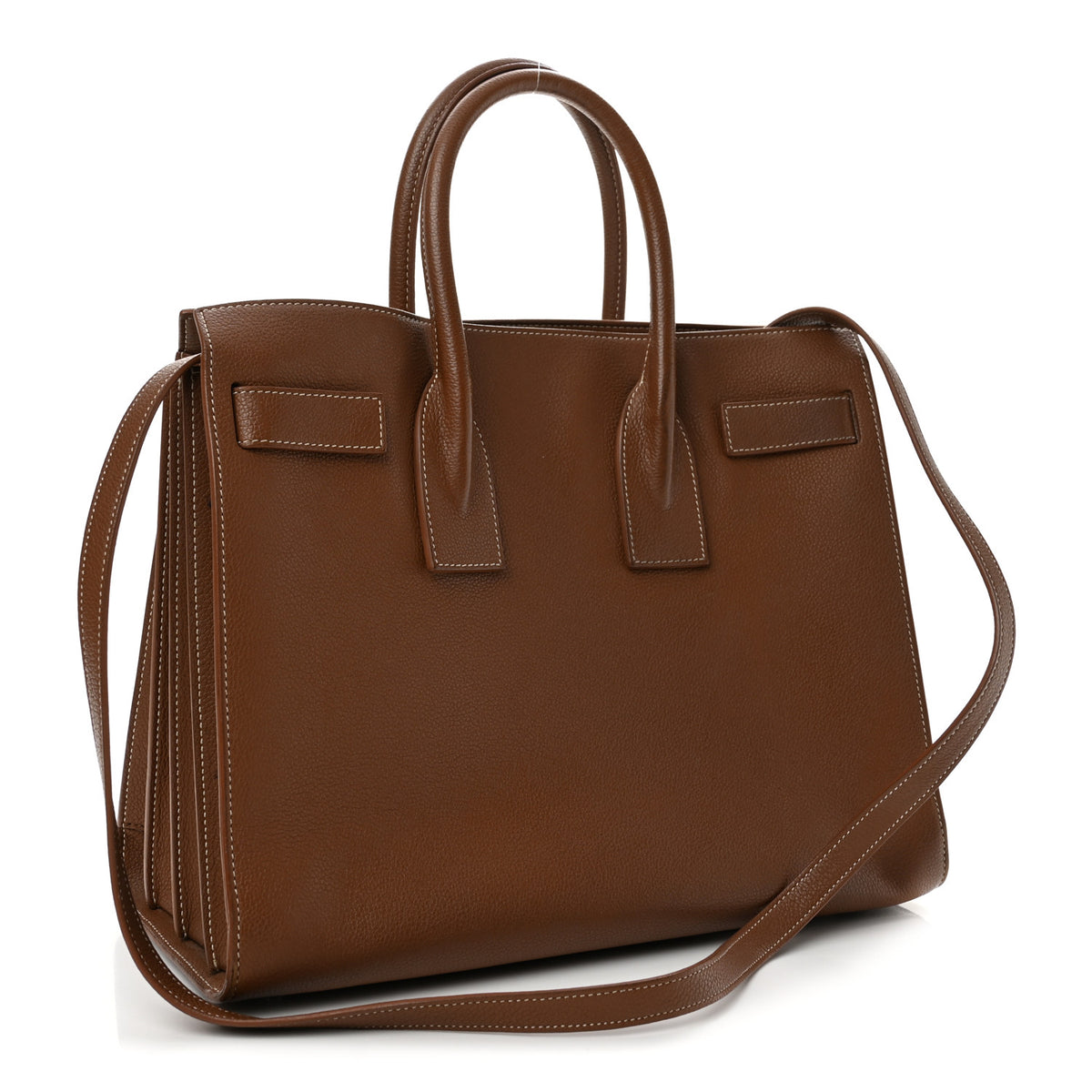 Saint Laurent Grained Calfskin Topstitch Small Classic Sac De Jour Taupe 4 of 14