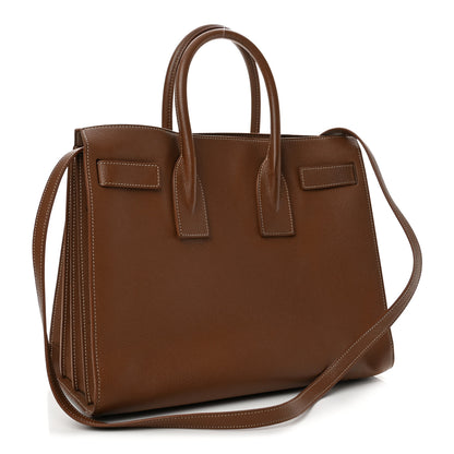 Saint Laurent Grained Calfskin Topstitch Small Classic Sac De Jour Taupe 4 of 14