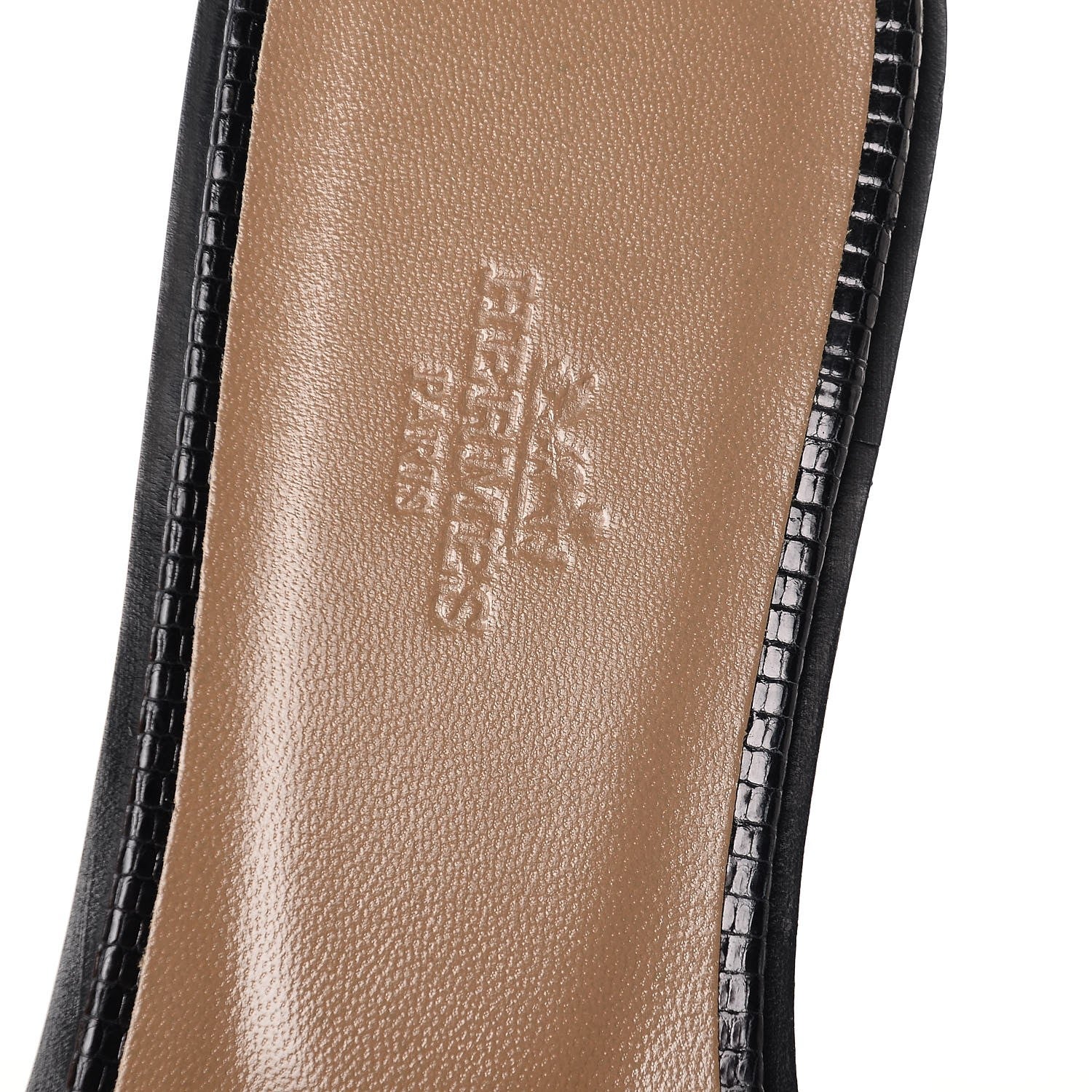 Hermes Lizard Oran Sandals 37 Black 7 of 10