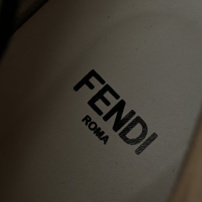 Fendi Canvas Floral Print Logo Bi-Color Womens Biker Boots 37 White Black 6 of 11