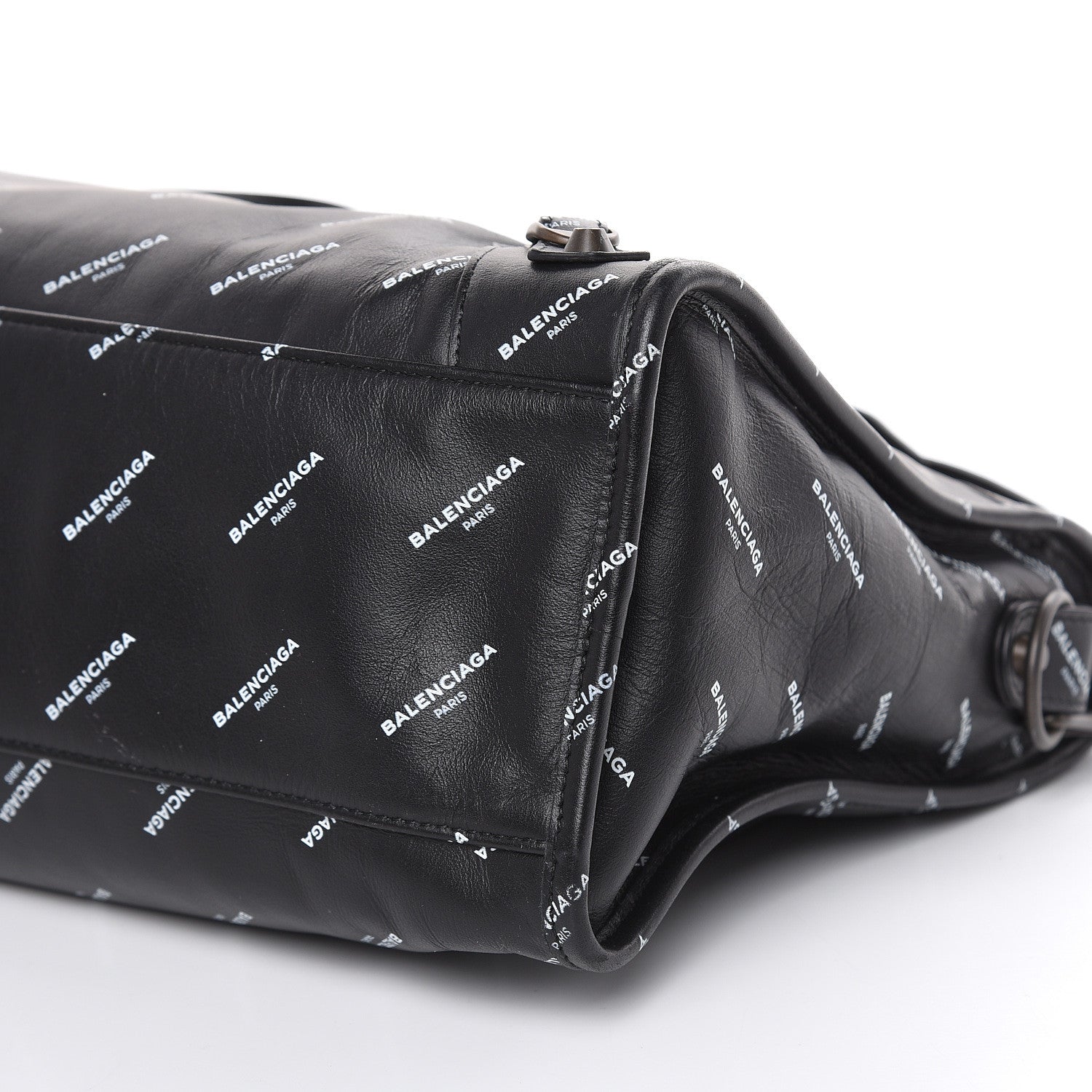 Balenciaga Veau Allover Logo Classic Hardware City Black White 10 of 10