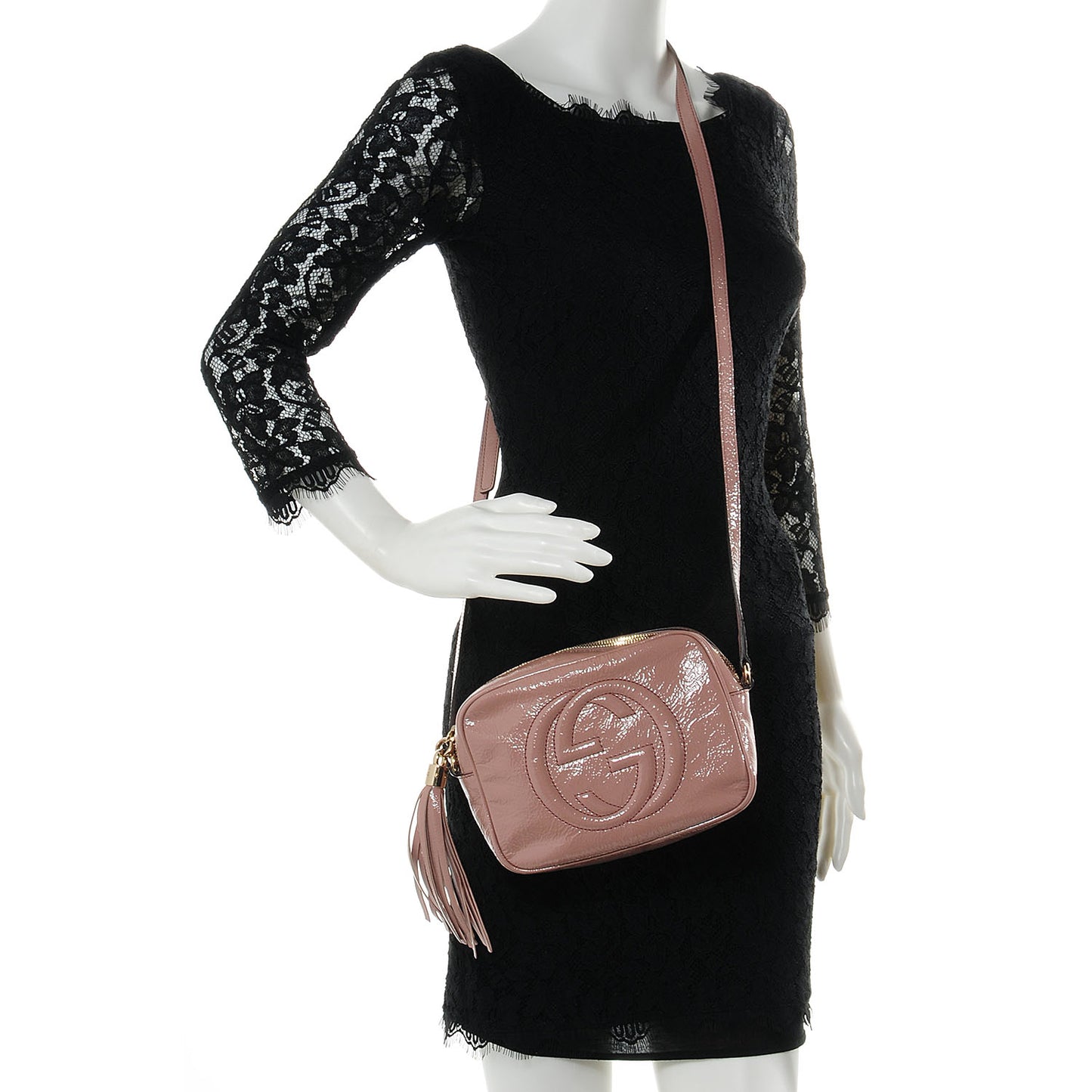 Vernice Naplack Small Soho Disco Bag Dark Cipria