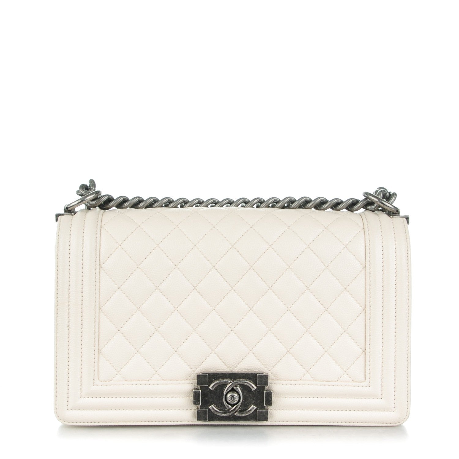 Chanel Caviar Quilted Medium Boy Flap Ivory 1 of 8