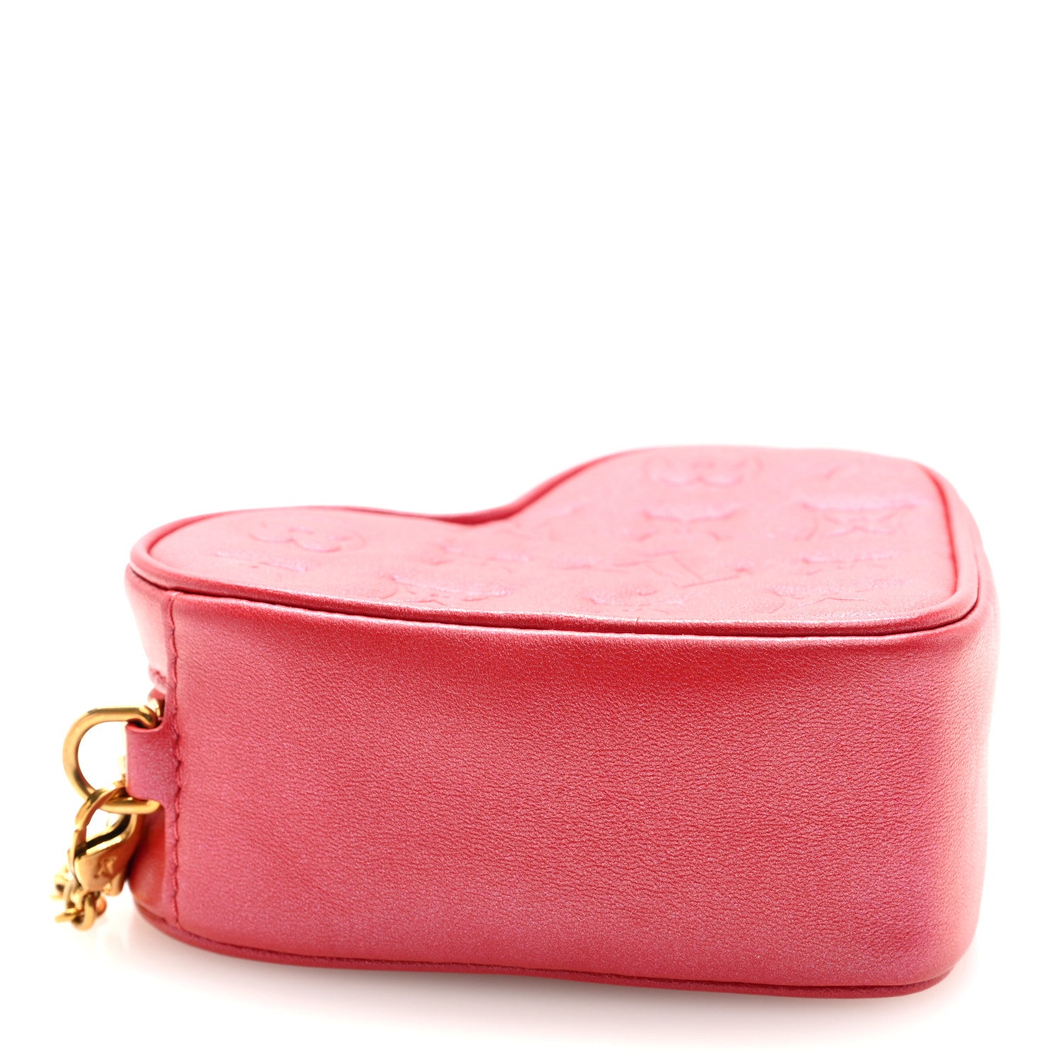 Louis Vuitton Lambskin Embossed Monogram Fall In Love Sac Coeur Heart Chain Bag Lipstick Red 4 of 8