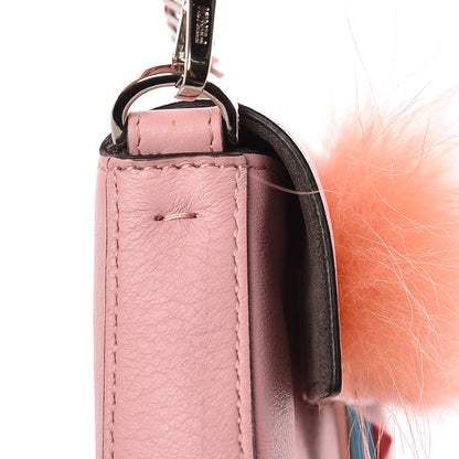 Fendi Calfskin Rabbit Fox Fur Hypnoteyes Micro Baguette Bubblegum 8 of 10