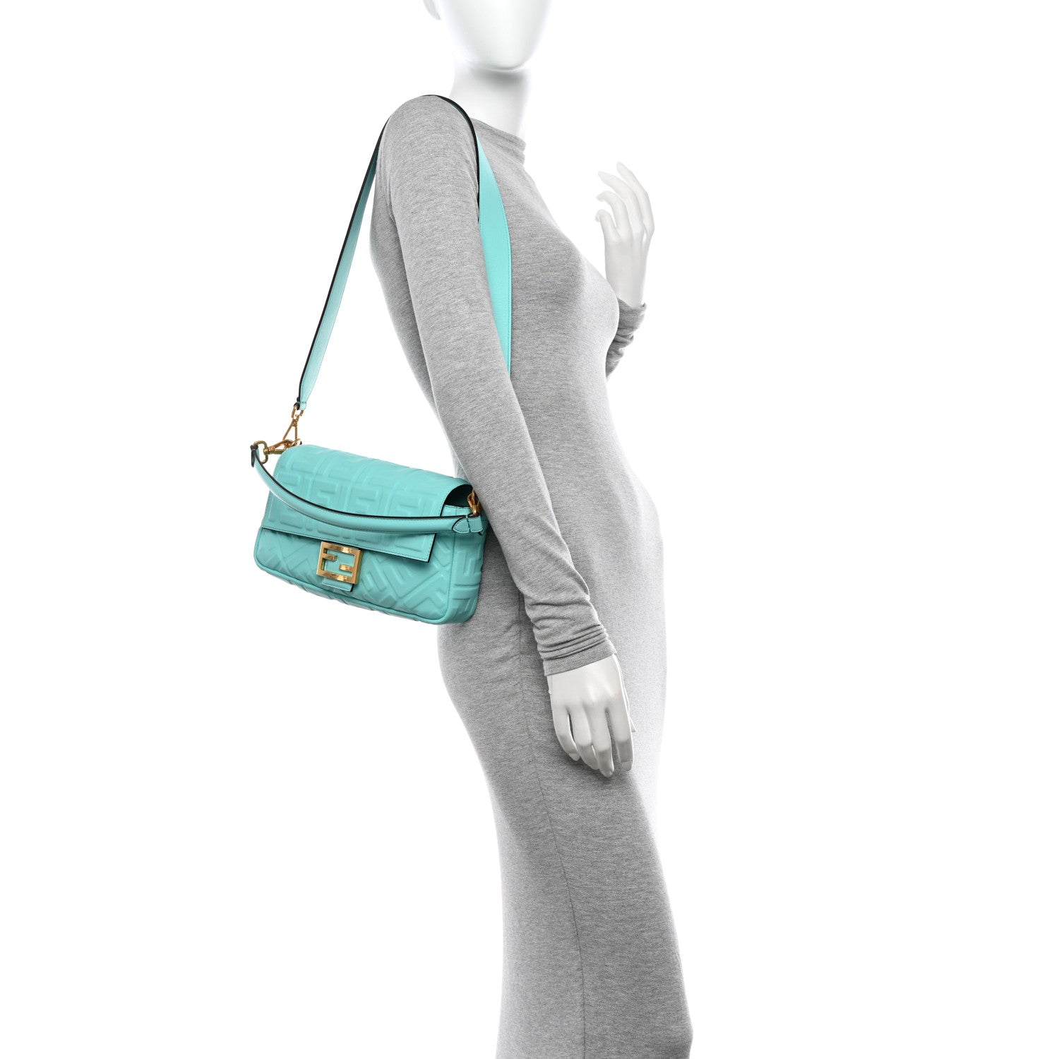 Fendi Nappa FF 1974 Embossed Baguette Tiffany 2 of 12
