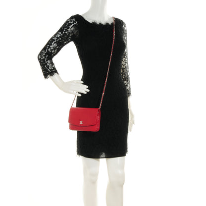 Chanel Caviar Sevruga Wallet on Chain WOC Red 2 of 8
