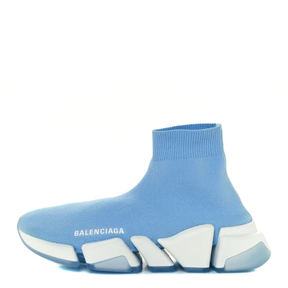Balenciaga Technical 3D Recycled Knit Bi-Color Speed 2.0 Transparent Sole Sneakers 36 Blue White Transparent Blue 1 of 11
