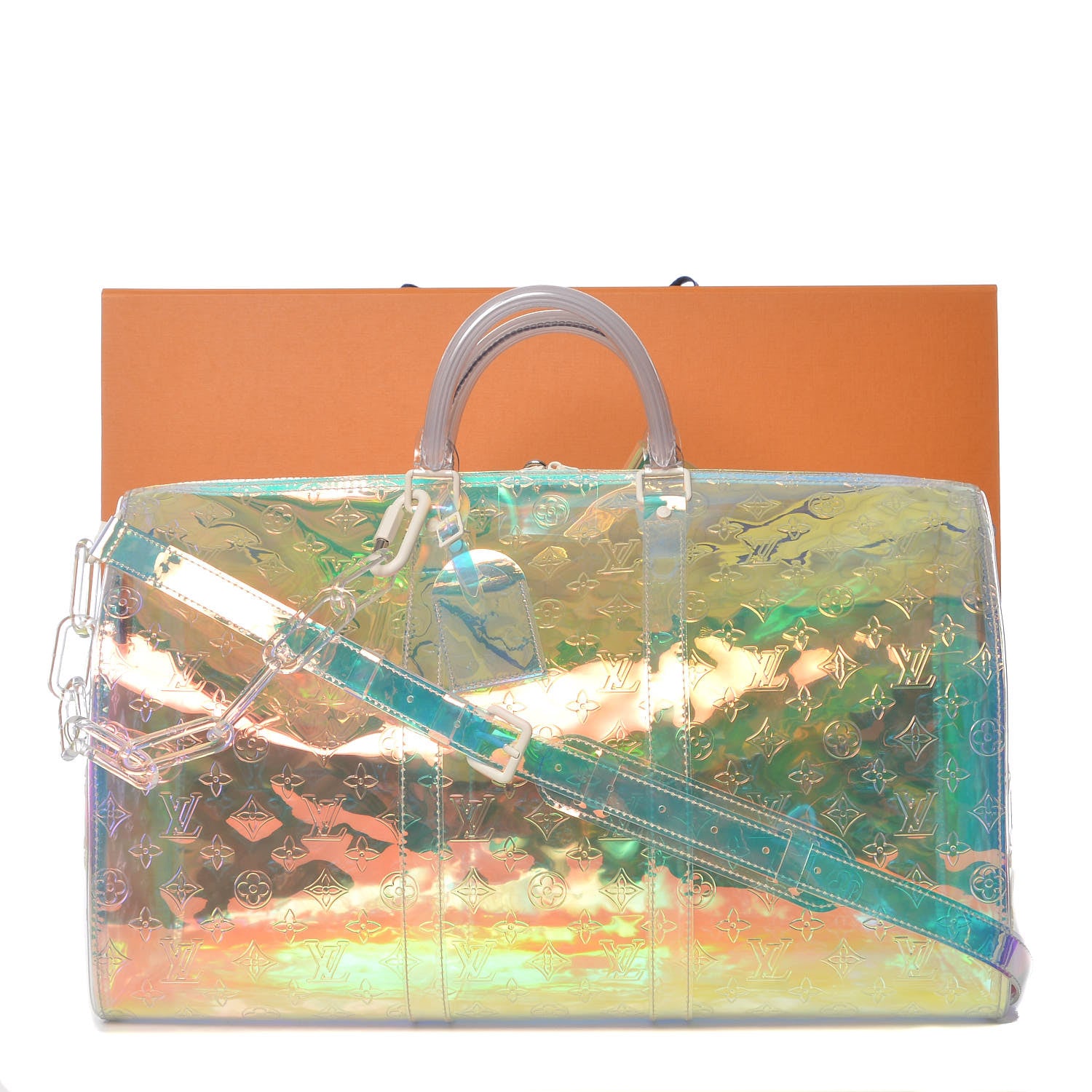 Louis Vuitton PVC Monogram Keepall Bandouliere 50 Iridescent Prism 10 of 10