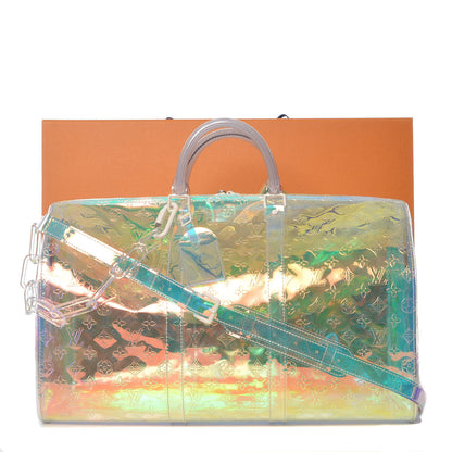 Louis Vuitton PVC Monogram Keepall Bandouliere 50 Iridescent Prism 10 of 10