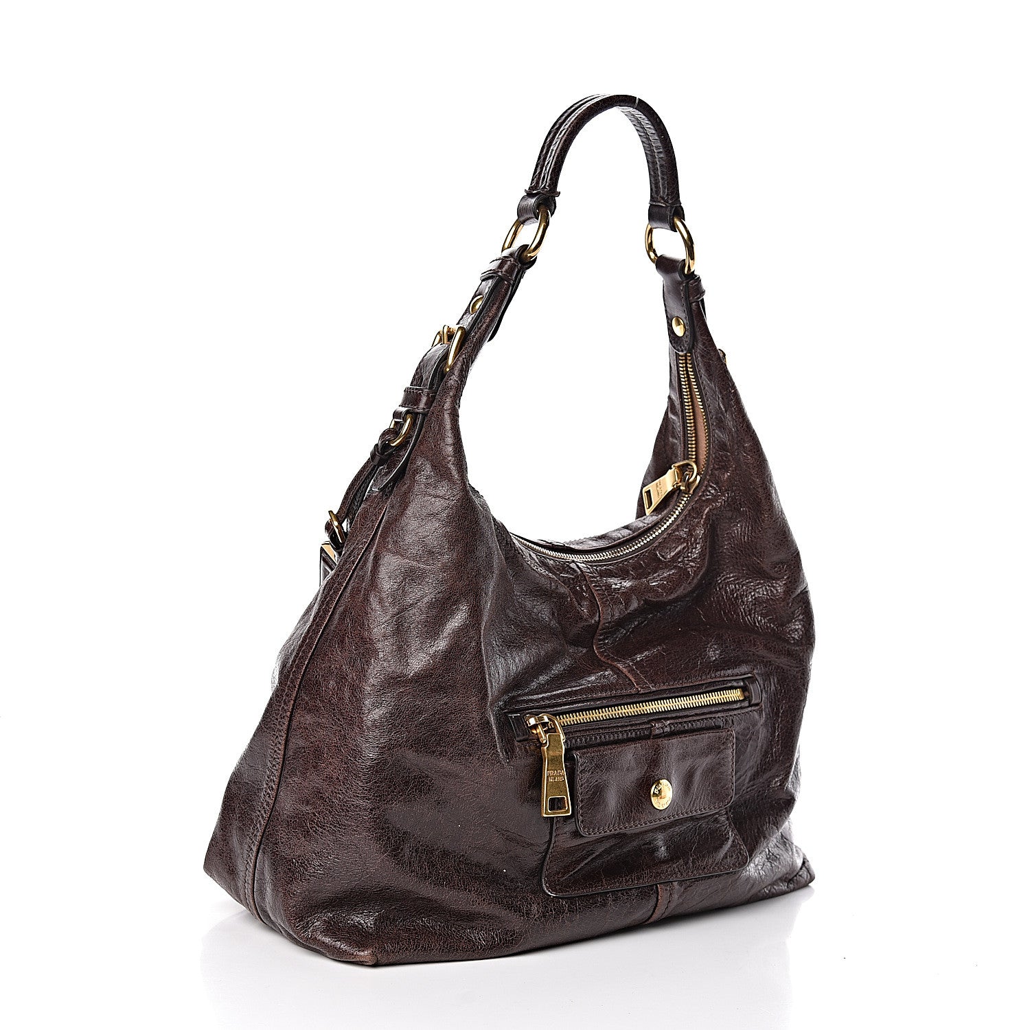Prada Vitello Shine Hobo Bruciato 3 of 14