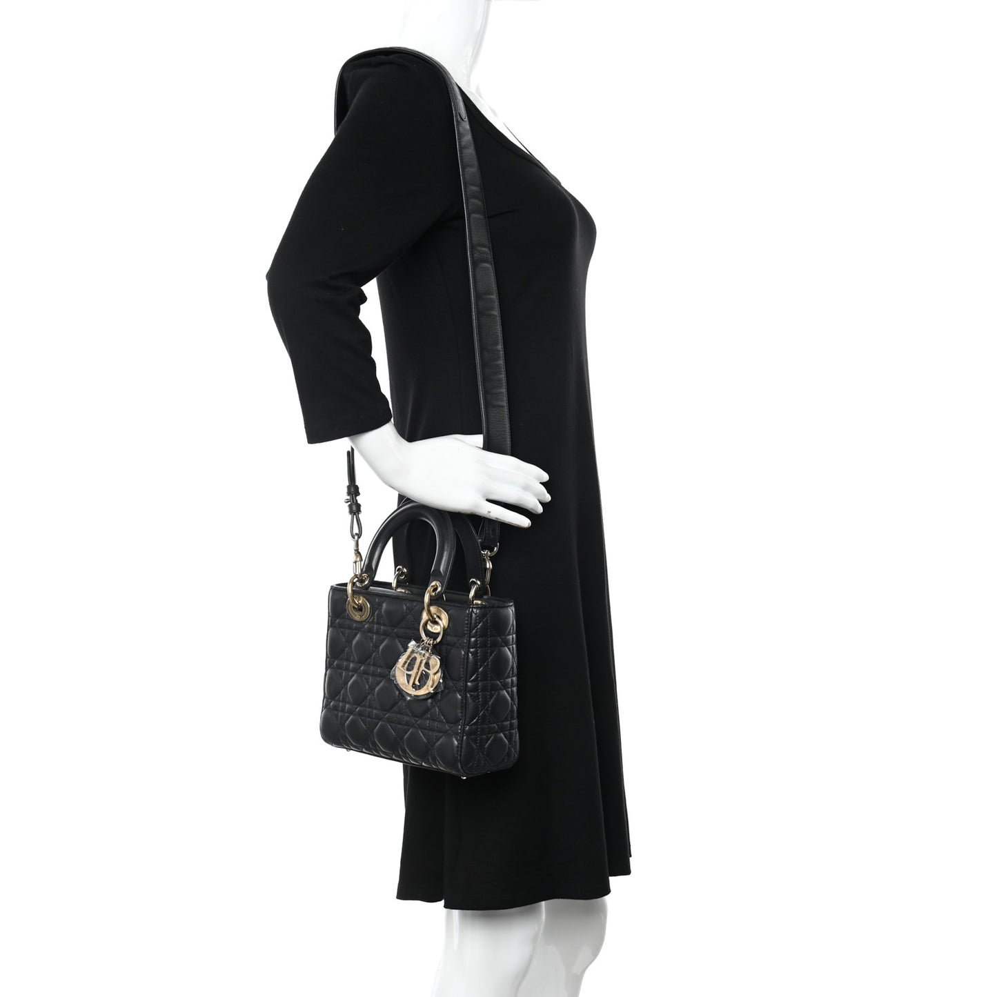 Lambskin Cannage Small Lucky Badges My Lady Dior Black