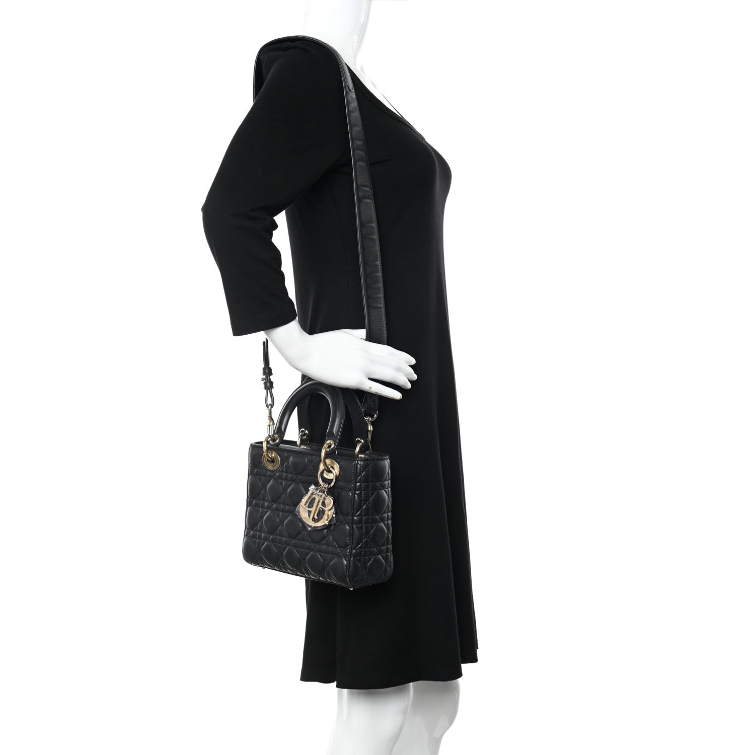 Christian Dior Lambskin Cannage Small Lucky Badges My Lady Dior Black 2 of 14