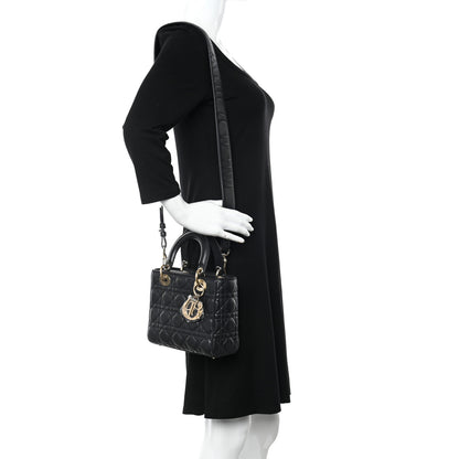 Christian Dior Lambskin Cannage Small Lucky Badges My Lady Dior Black 2 of 14