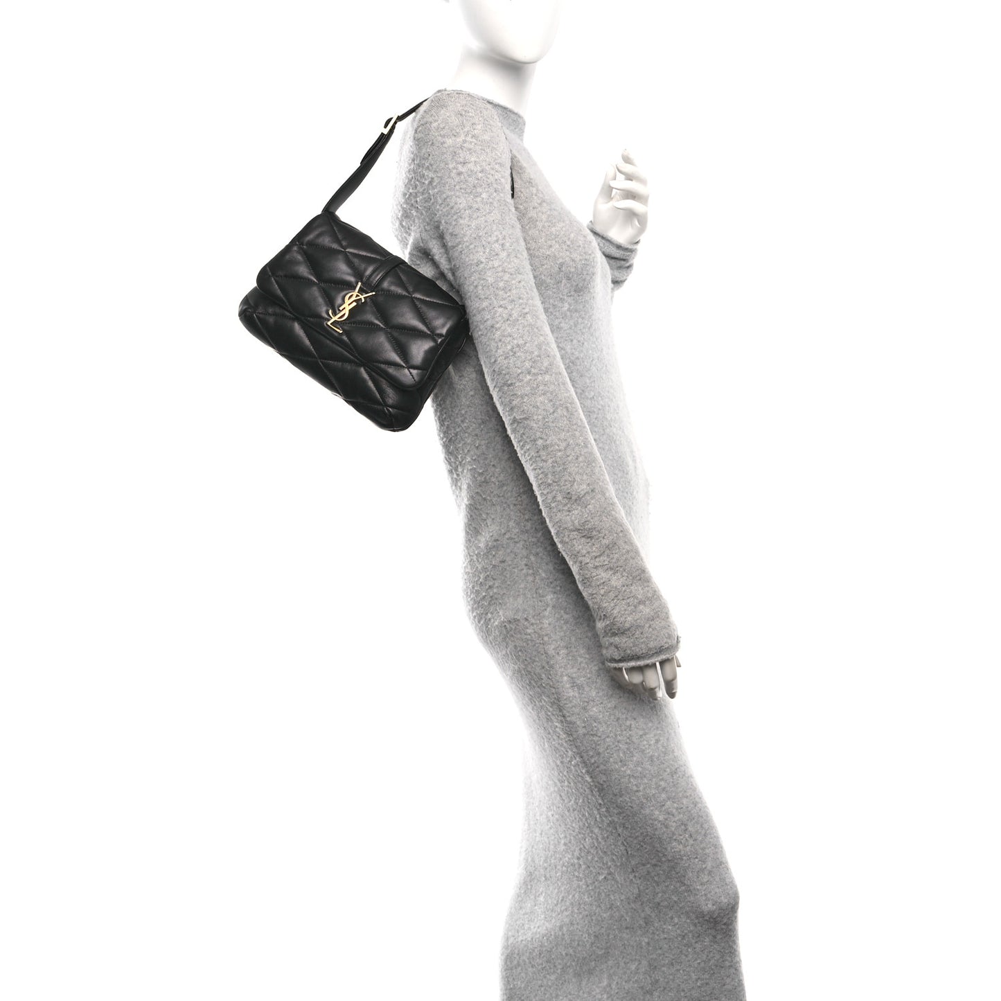 Lambskin Quilted Le 57 Diamond Shoulder Bag Black