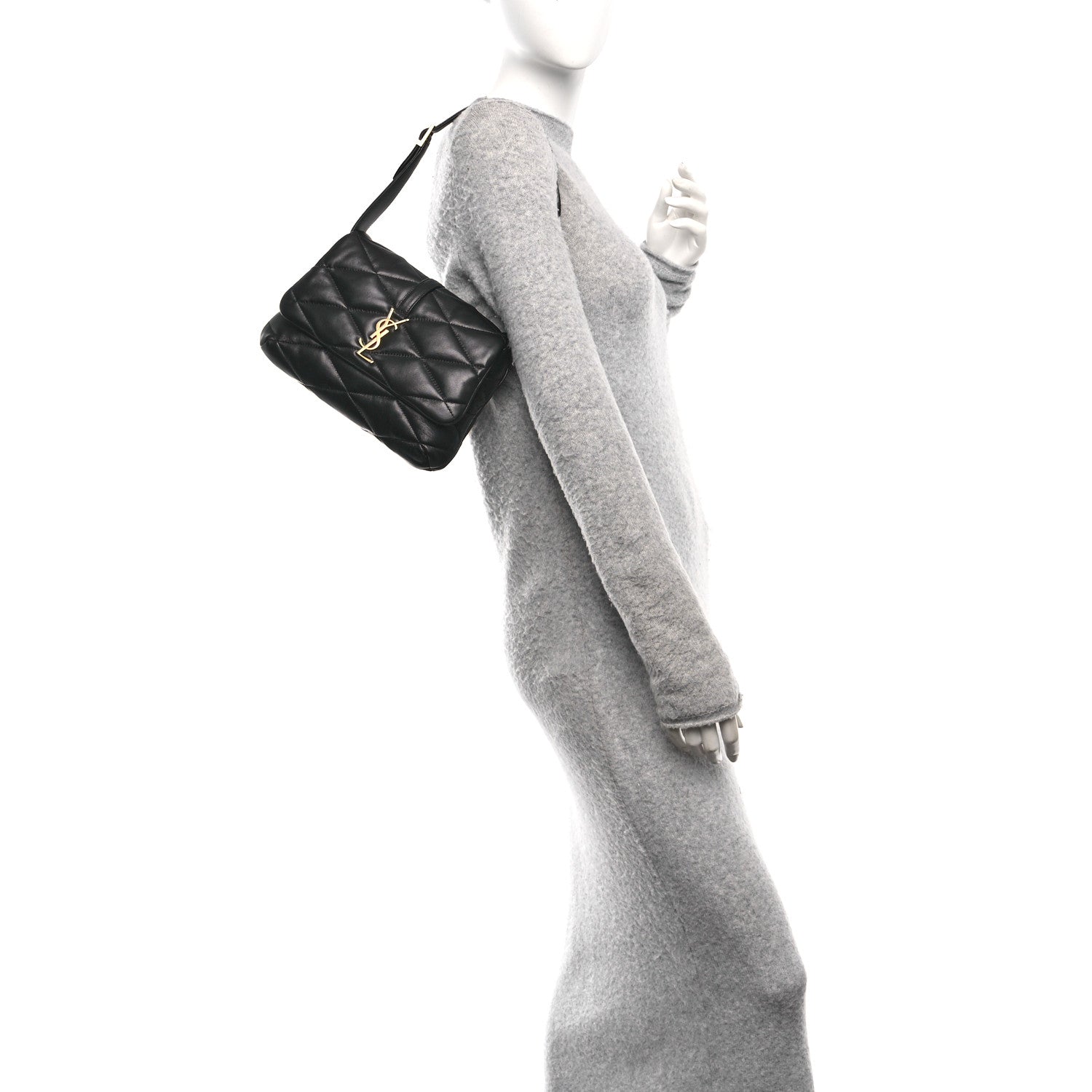 Saint Laurent Lambskin Quilted Le 57 Diamond Shoulder Bag Black 3 of 11