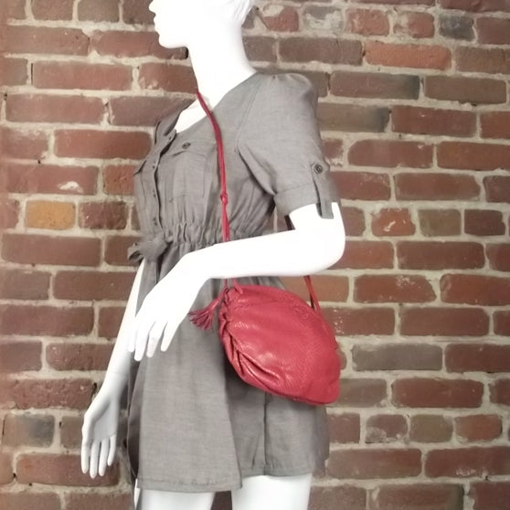 Vintage Snakeskin Tassel Bag Red