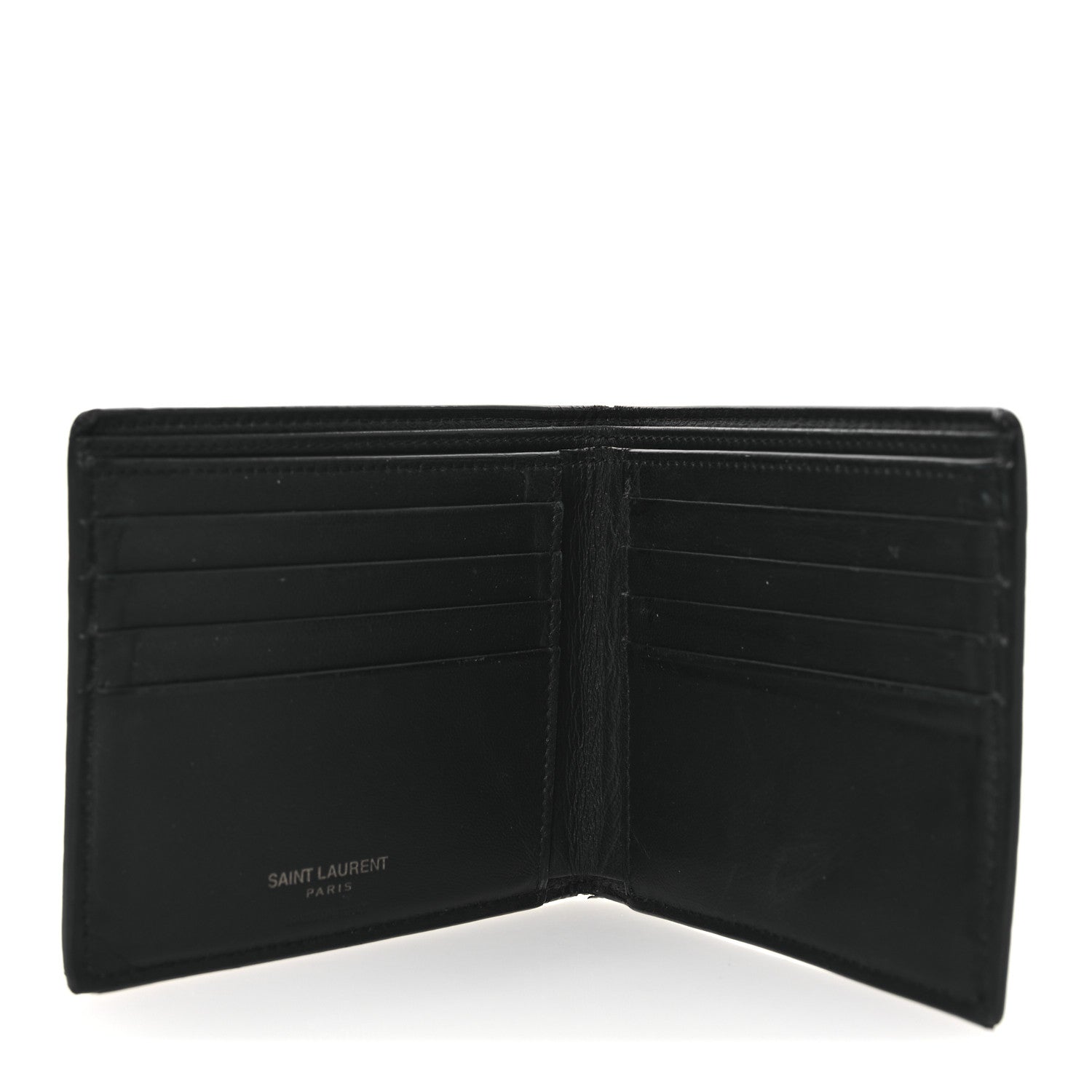 Saint Laurent Calfskin Crocodile Embossed Tiny Cassandre East West Wallet Black 5 of 9