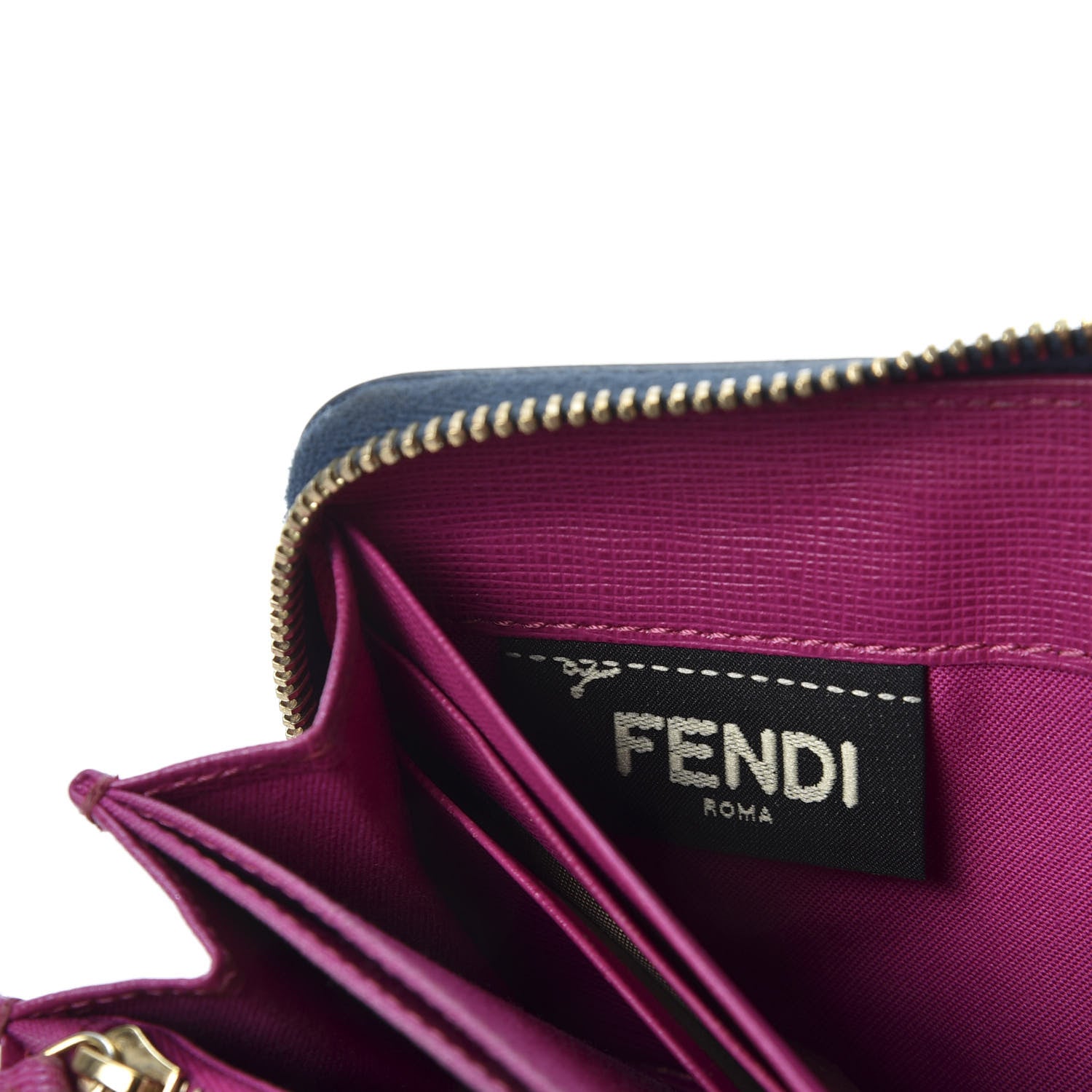 Fendi Vitello Elite Fendi Roma Simply Zip Around Wallet Cobalt Multicolor 8 of 11