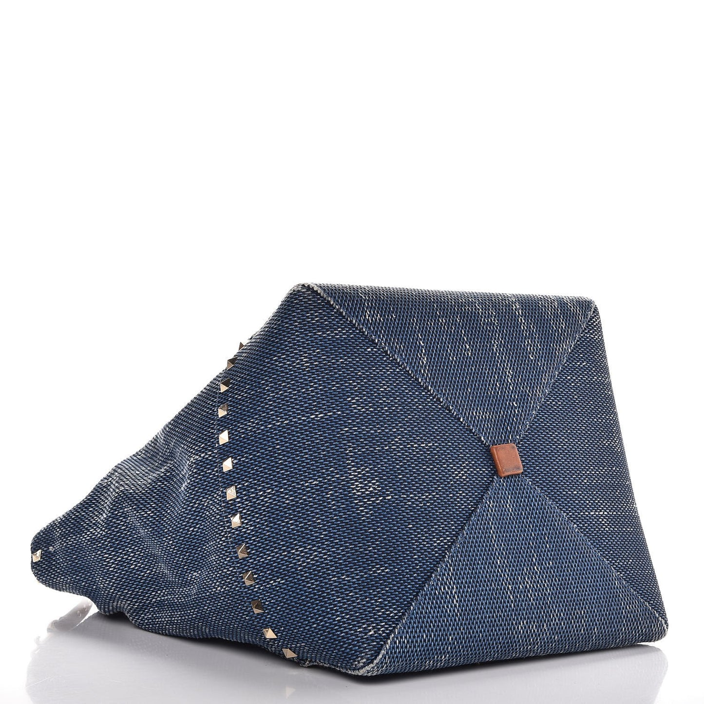 Denim Rockstud New Dome Bucket Tote Blue
