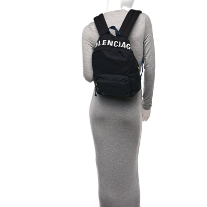 Balenciaga Sport Nylon Logo Embroidered S Wheel Backpack Black 2 of 9