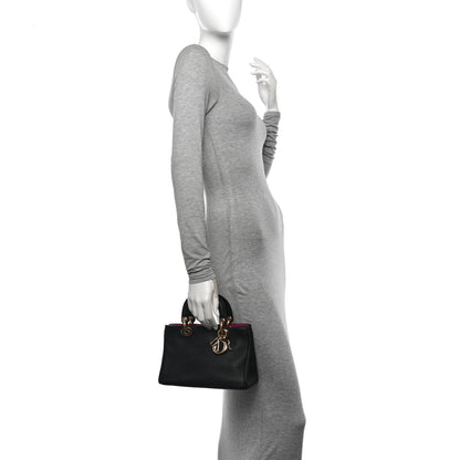 Christian Dior Bullcalf Small Diorissimo Tote Black Rose Indien 2 of 11