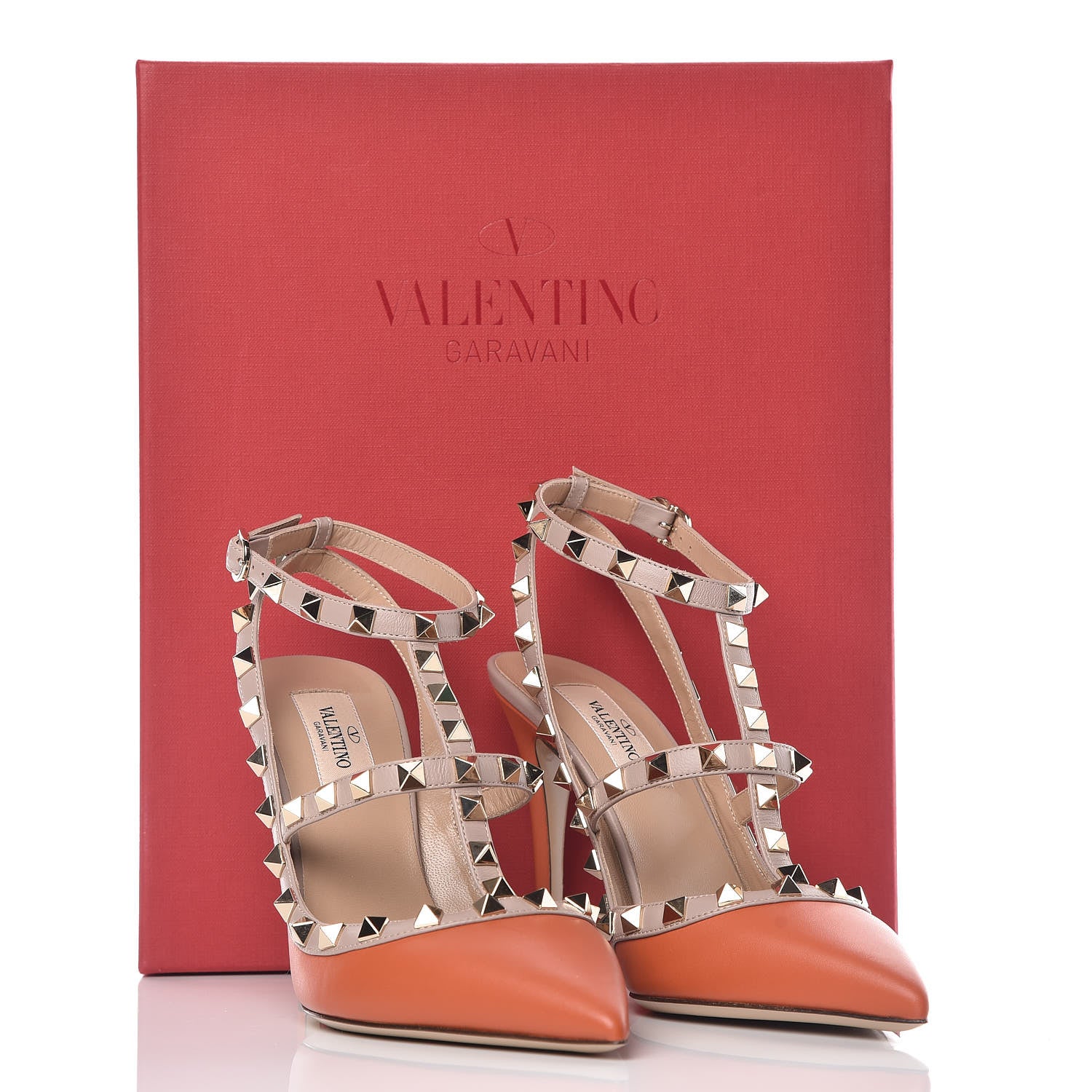 Valentino Garavani Nappa Rockstud Ankle Strap 100mm Pumps 37.5 Orange Poudre 9 of 9