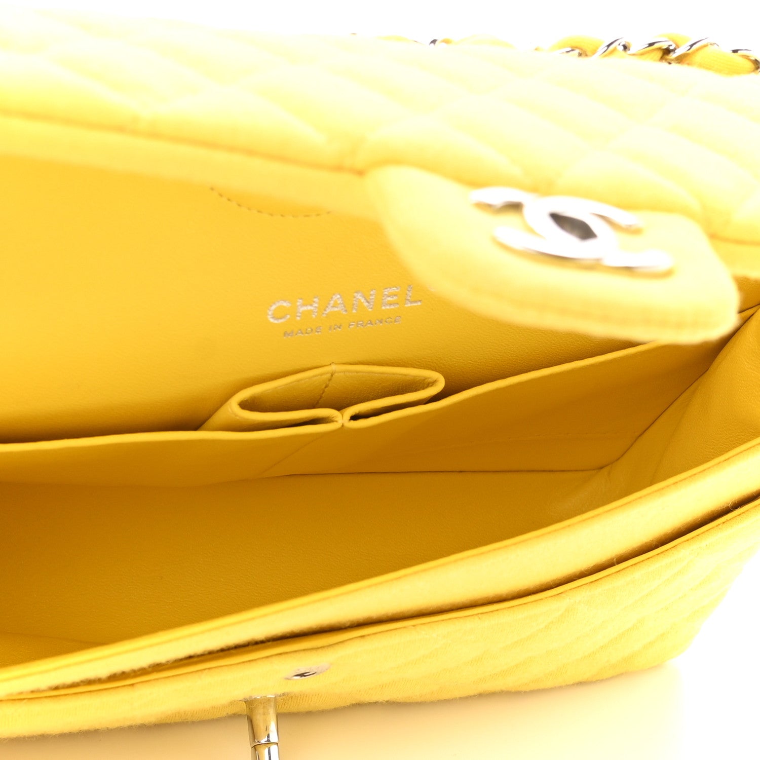 Chanel Jersey Quilted Medium Double Flap Yellow 4 of 16