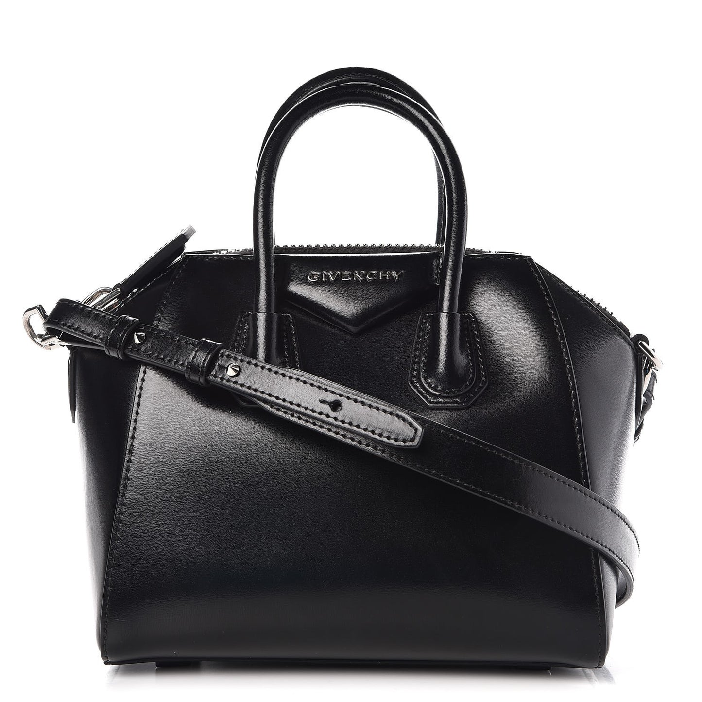 Shiny Lord Calfskin Mini Antigona Black