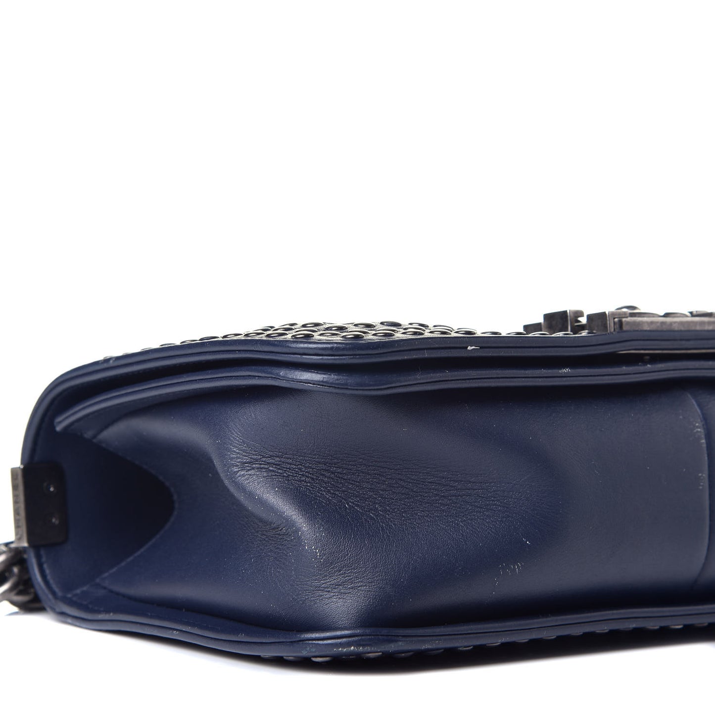 Calfskin Quilted Studded Medium Boy Flap Navy