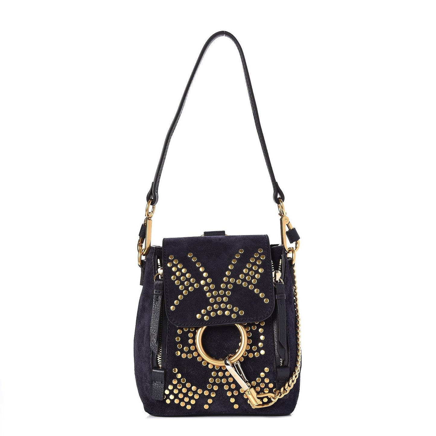 Suede Calfskin Studded Mini Faye Backpack Blue