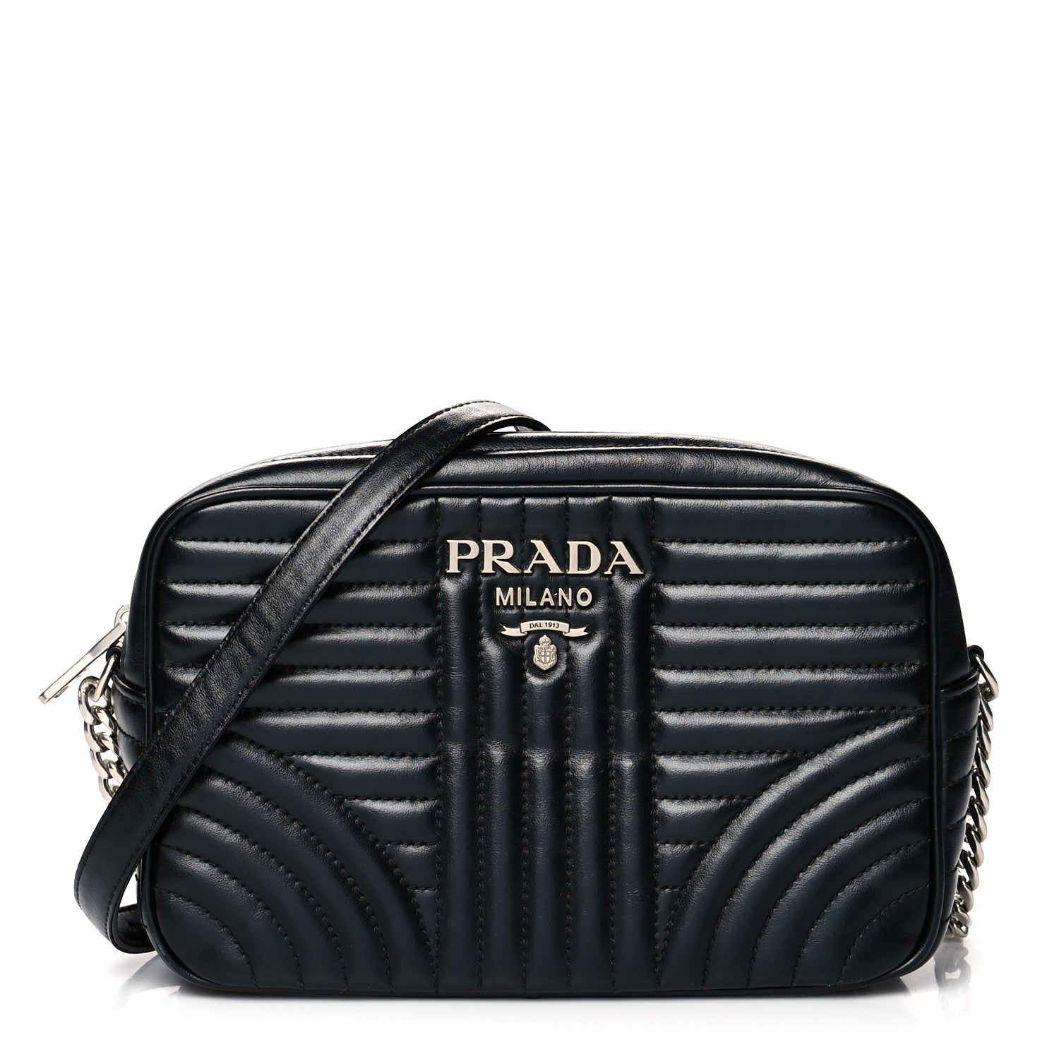 Prada Soft Calfskin Diagramme Crossbody Bag Black 1 of 9