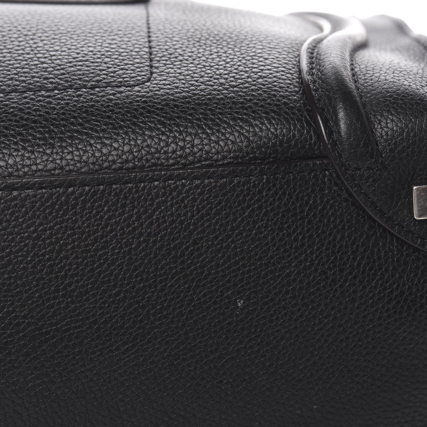 Drummed Calfskin Shoulder Luggage Black