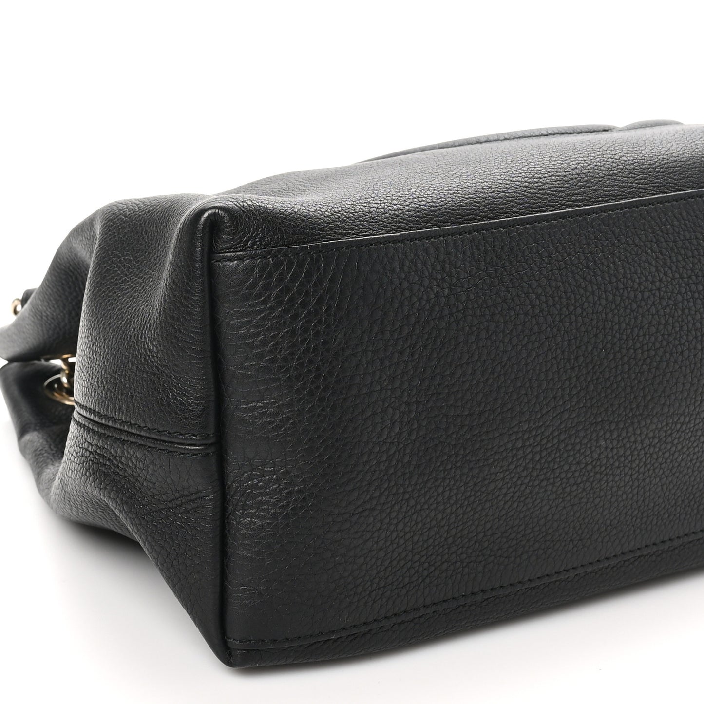 Pebbled Calfskin Medium Soho Chain Shoulder Bag Black