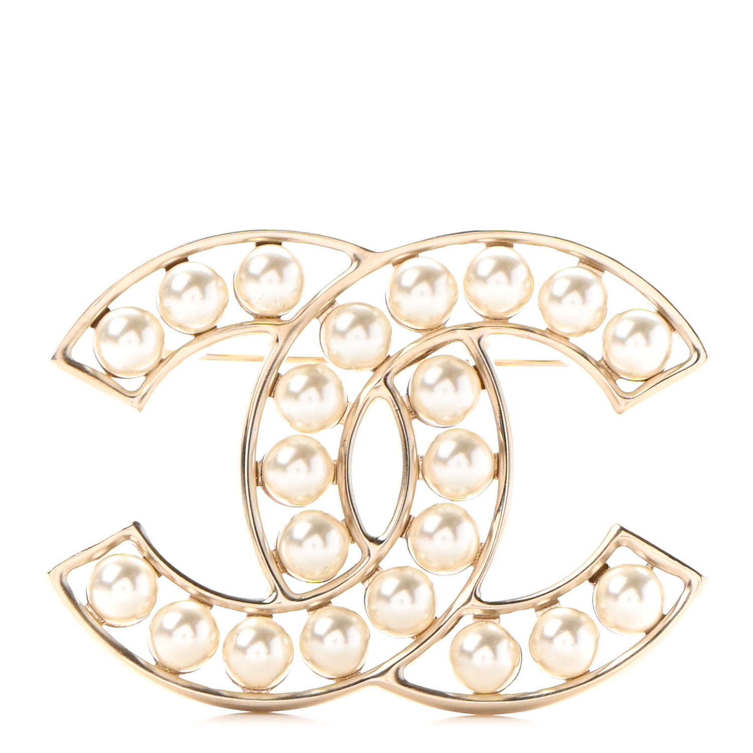 Chanel Pearl CC Brooch Light Gold 1 of 5