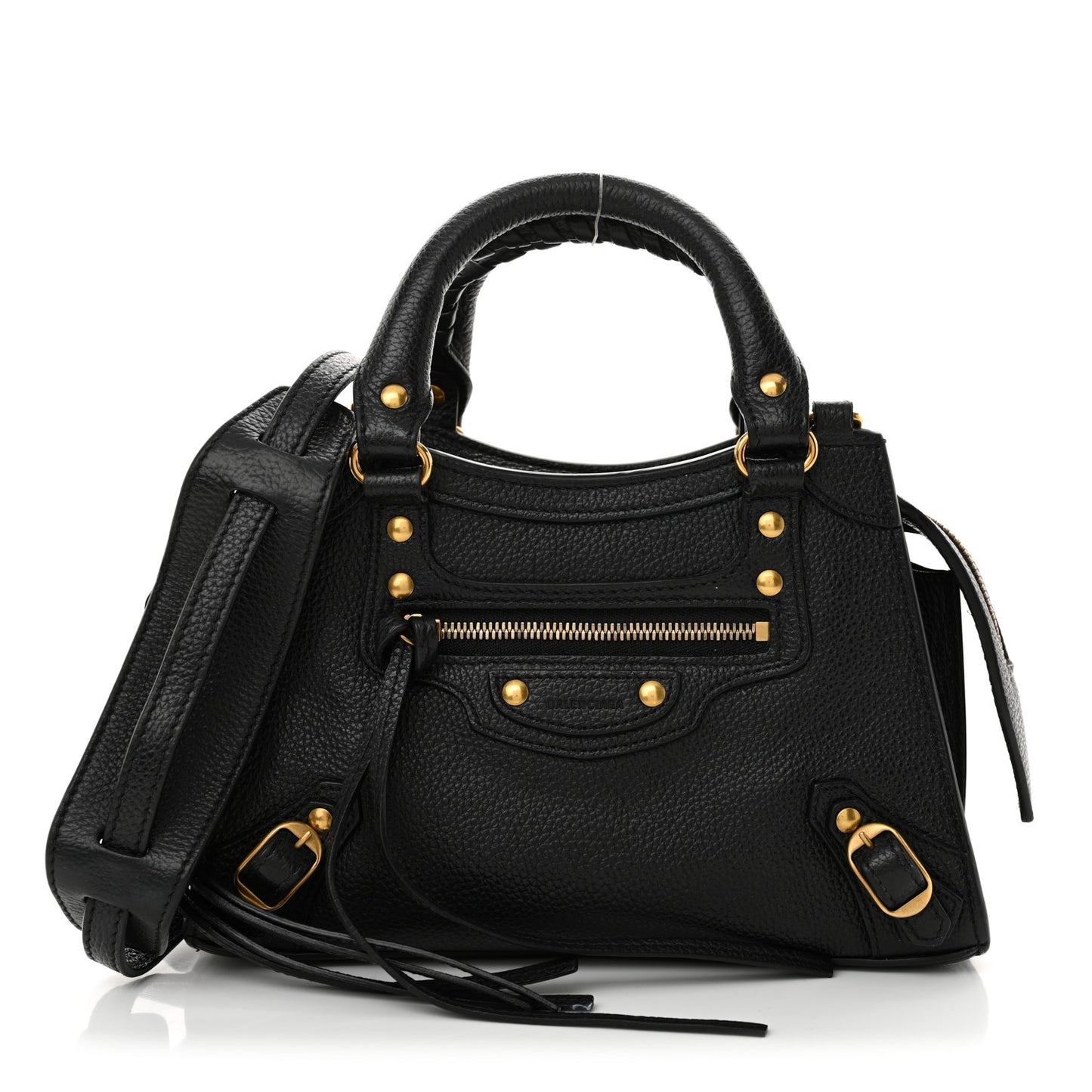 Grained Calfskin Neo Classic Gold Hardware Mini City Black
