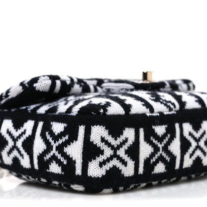 Chanel Cashmere Knit Coco Neige Flap Black White 9 of 10