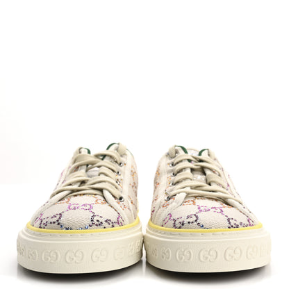 Gucci Canvas Lame Crystal GG Monogram Womens 1977 Tennis Sneakers 40 Gardenia Silver Mystic White 3 of 8