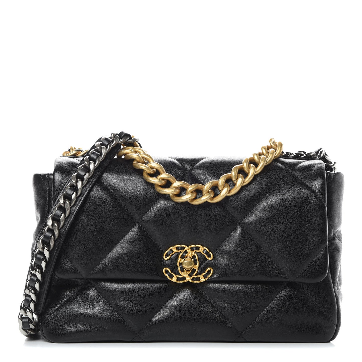 Lambskin Quilted Large 19 Flap Black